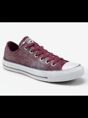 CONVERSE Chuck Taylor All Star Ox Low Top Maroon Silver Iridescent Sneakers 6.5